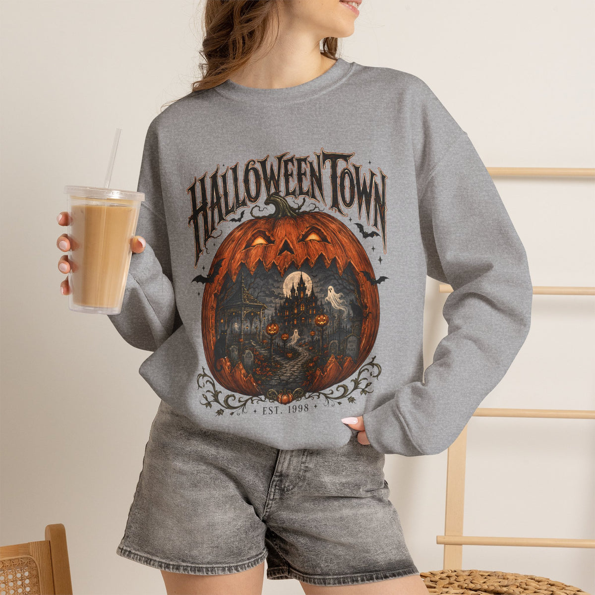 Halloween Town Sweatshirt — Vintage Pumpkin Halloween Crewneck