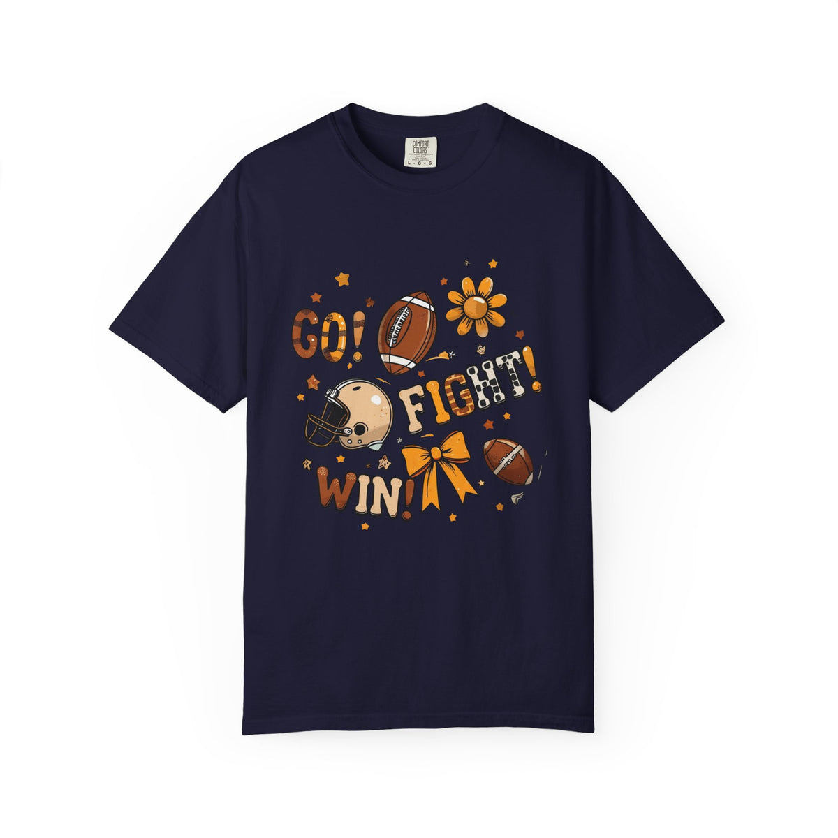 Football Cheerleader Graphic T-Shirt — "Go! Fight! Win!" Game Day Tee