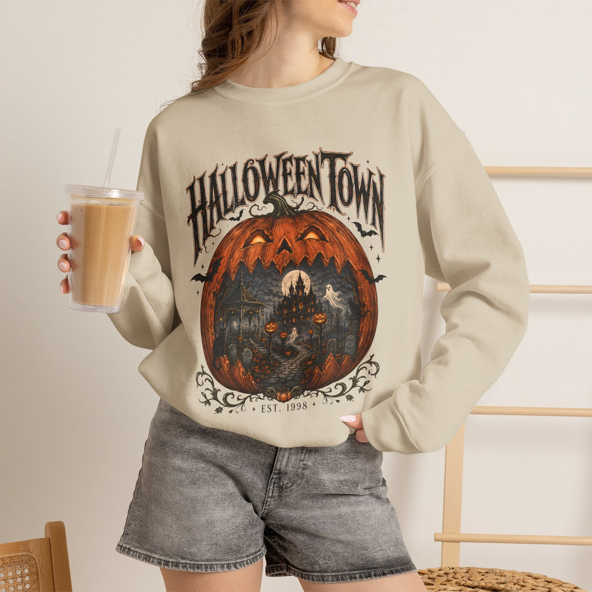 Halloween Town Sweatshirt — Vintage Pumpkin Halloween Crewneck