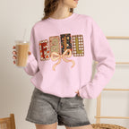 Fall Patchwork Crewneck Sweatshirt — Cozy Autumn Graphic Pullover