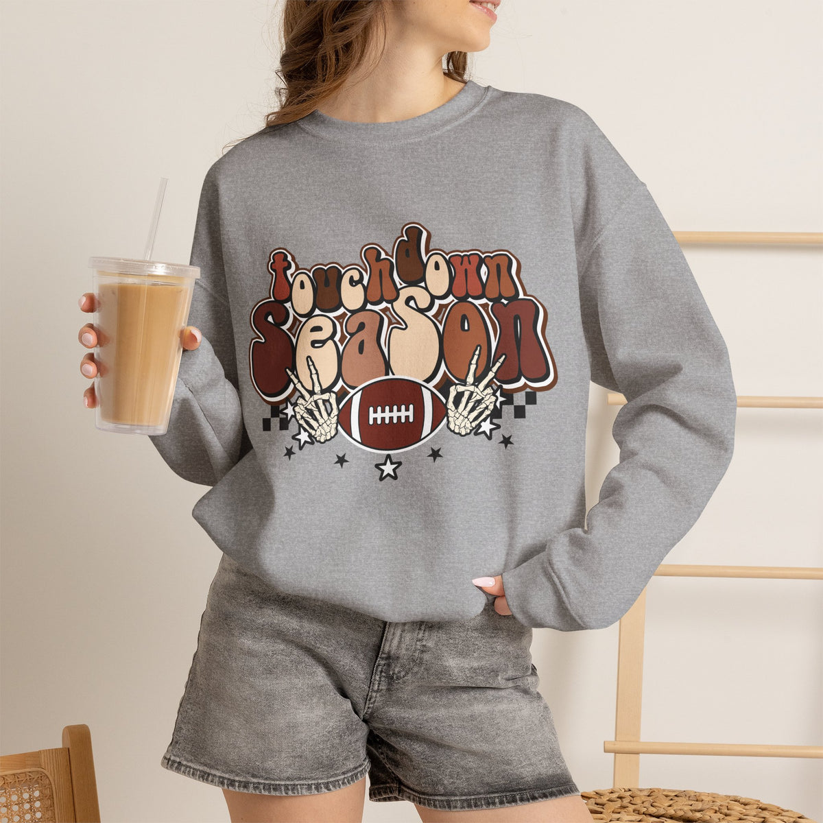 Crewneck Sweatshirt - Touchdown Season Football Graphic