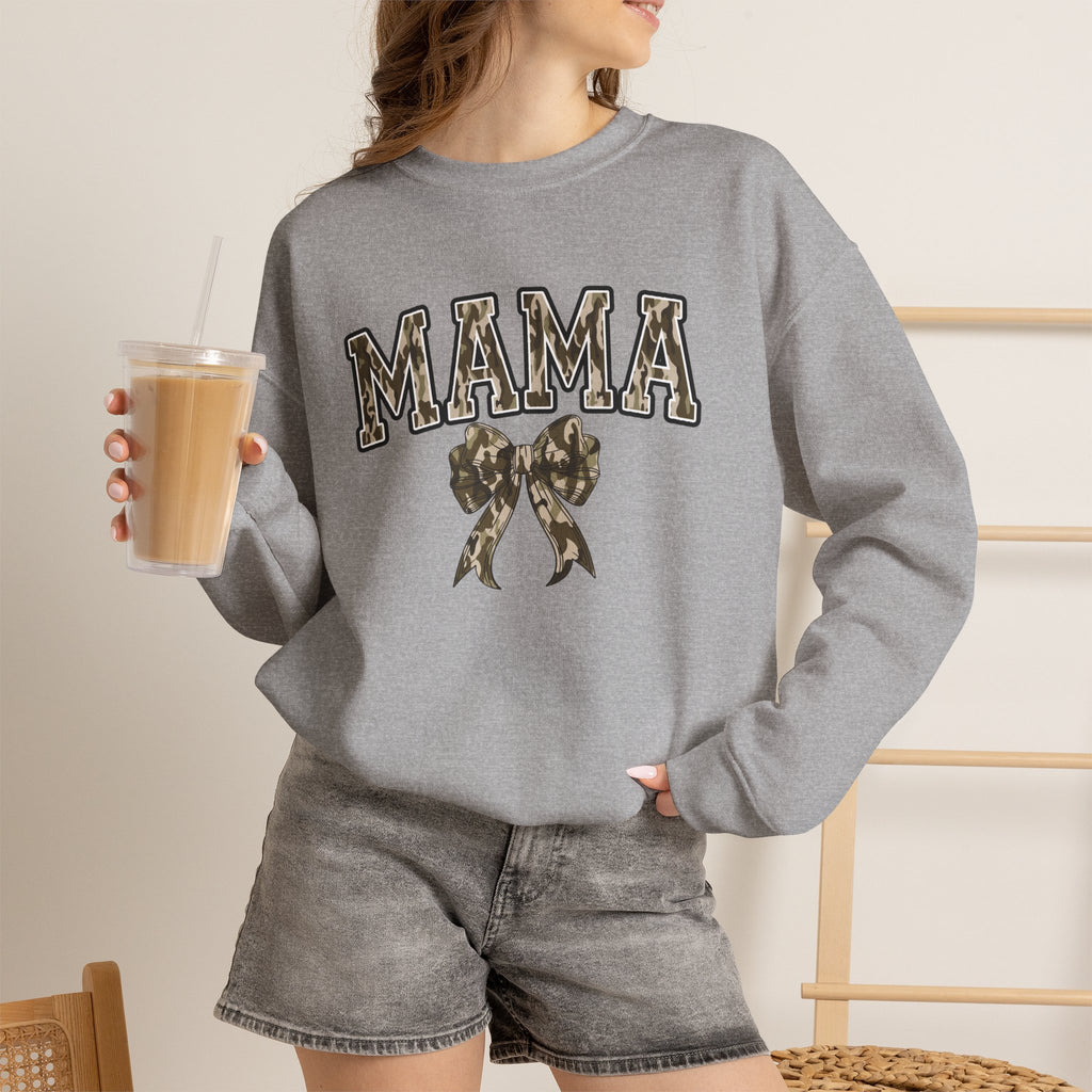 Mama Camo Bow Crewneck Sweatshirt