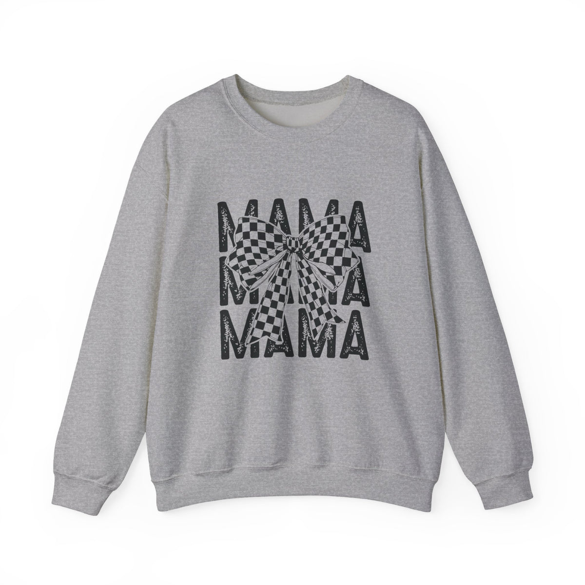 Mama Crewneck Sweatshirt — Checkerboard Bow Graphic