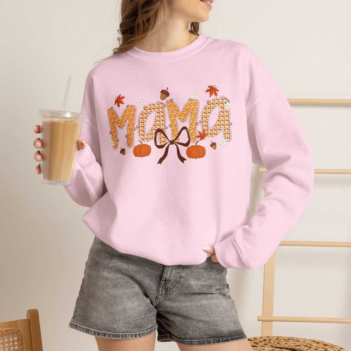Mama Fall Sweatshirt — Autumn Pumpkins & Leaves Crewneck