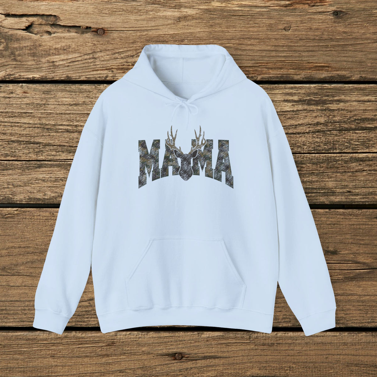 Mama Deer Camo Hoodie — Rustic Hunting Mom Sweatshirt