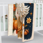 Autumn Goose Sherpa Blanket — Cozy Pumpkin & Leaves Fall Throw