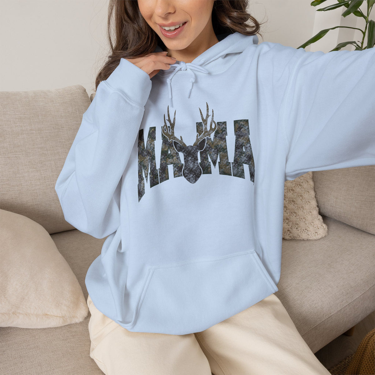 Mama Deer Camo Hoodie — Rustic Hunting Mom Sweatshirt