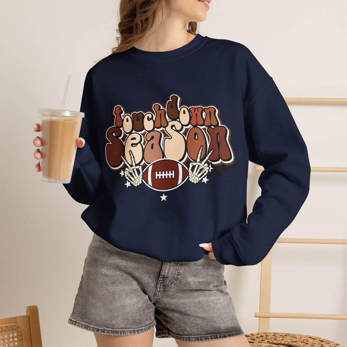 Crewneck Sweatshirt - Touchdown Season Football Graphic