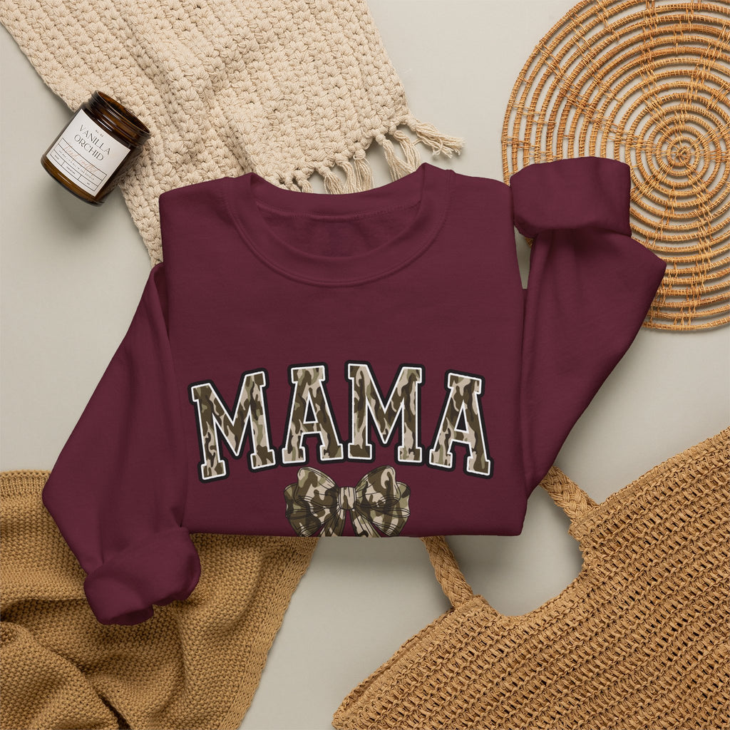 Mama Camo Bow Crewneck Sweatshirt