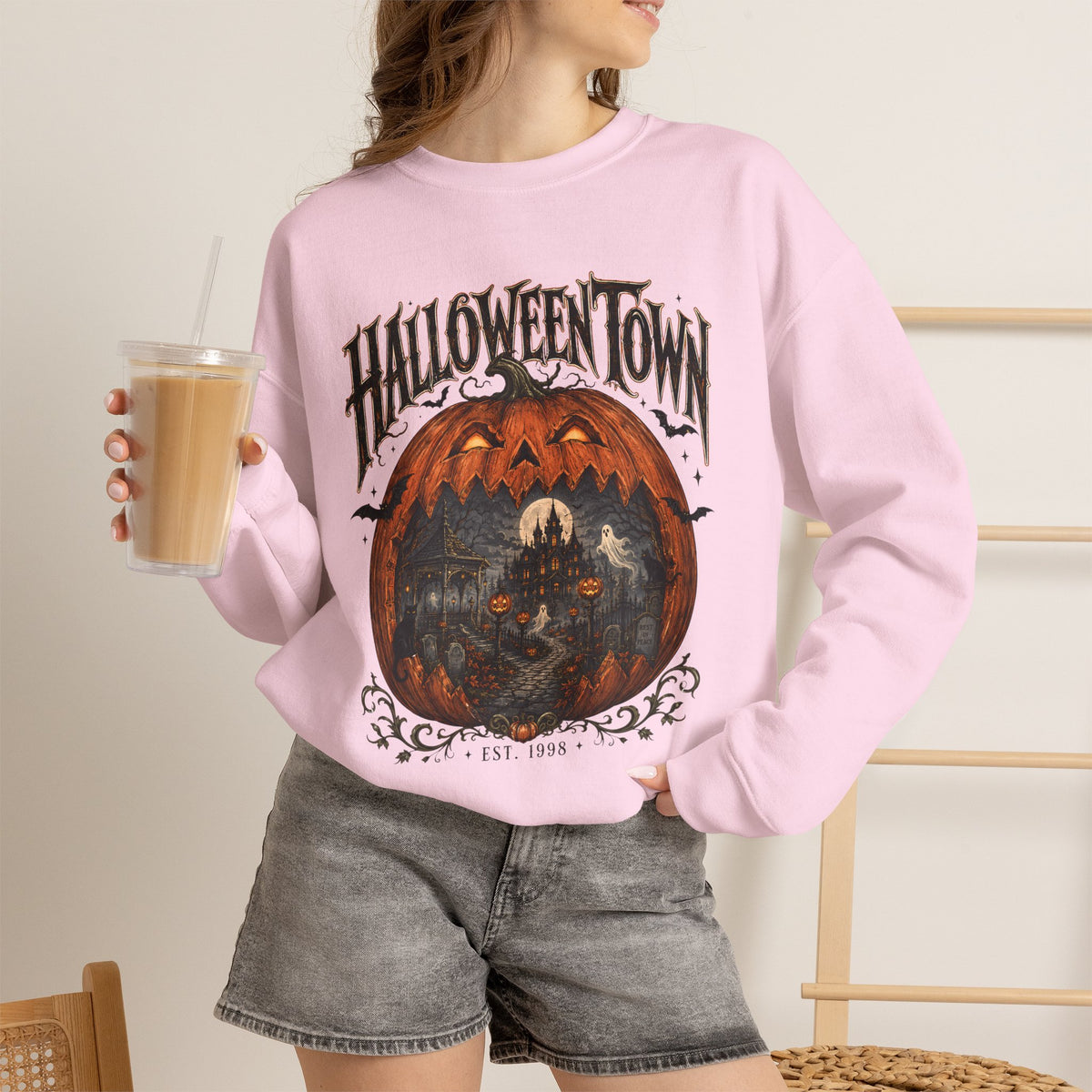 Halloween Town Sweatshirt — Vintage Pumpkin Halloween Crewneck