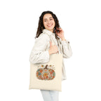 Autumn Floral Pumpkin Tote Bag — Fall Harvest Canvas Shopping Tote