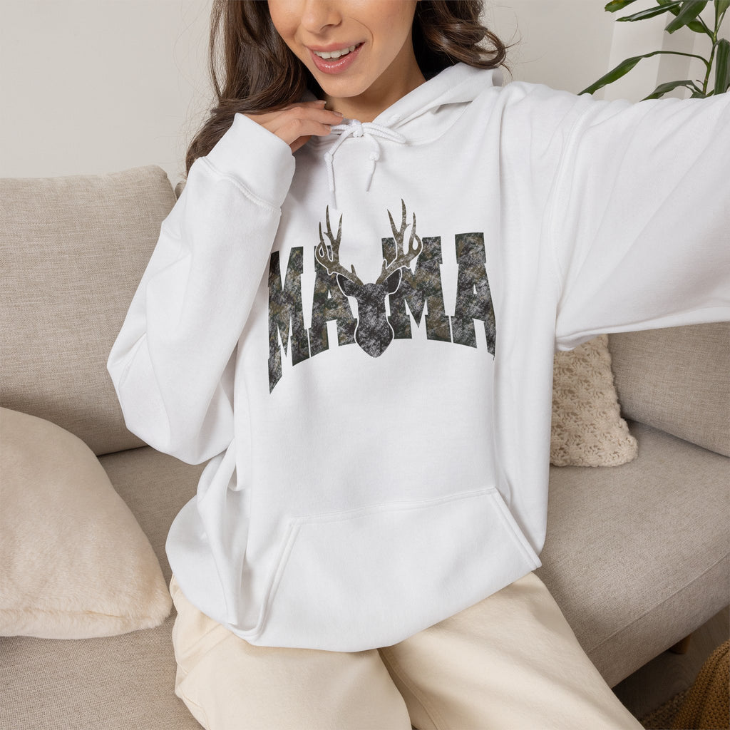 Mama Deer Camo Hoodie — Rustic Hunting Mom Sweatshirt