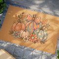 Autumn Pumpkin Doormat — Fall Welcome Mat with Floral Pumpkins