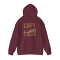 Cozy Nights & Stadium Lights Hoodie — Retro Brown Graphic Pullover