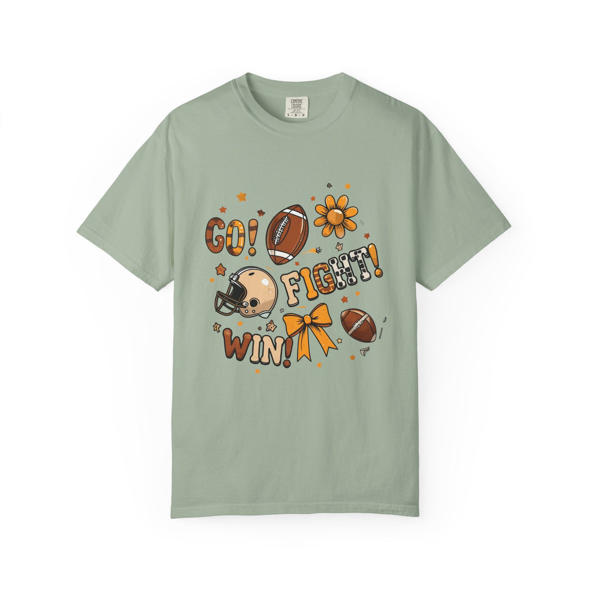 Football Cheerleader Graphic T-Shirt — "Go! Fight! Win!" Game Day Tee