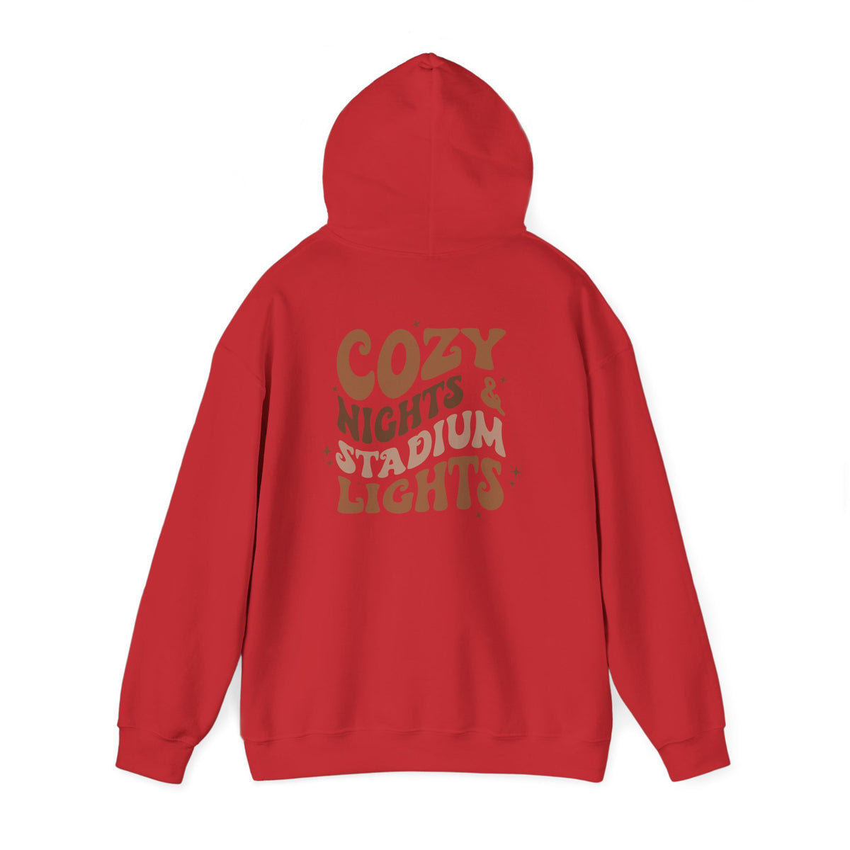 Cozy Nights & Stadium Lights Hoodie — Retro Brown Graphic Pullover