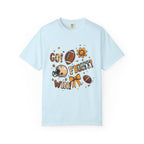 Football Cheerleader Graphic T-Shirt — "Go! Fight! Win!" Game Day Tee