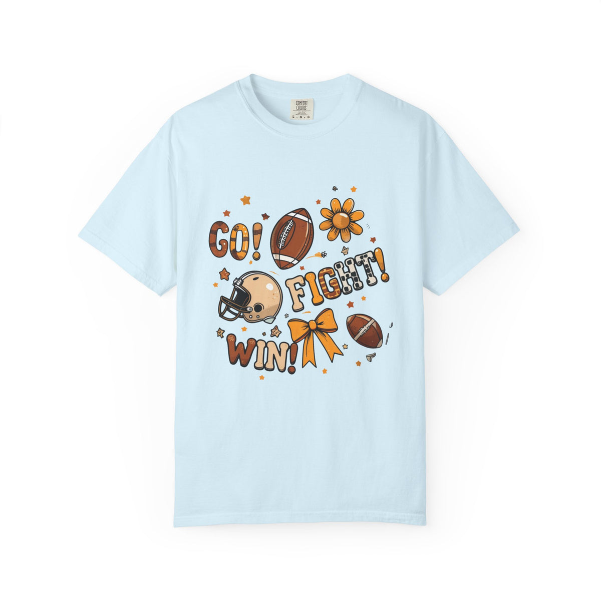Football Cheerleader Graphic T-Shirt — "Go! Fight! Win!" Game Day Tee