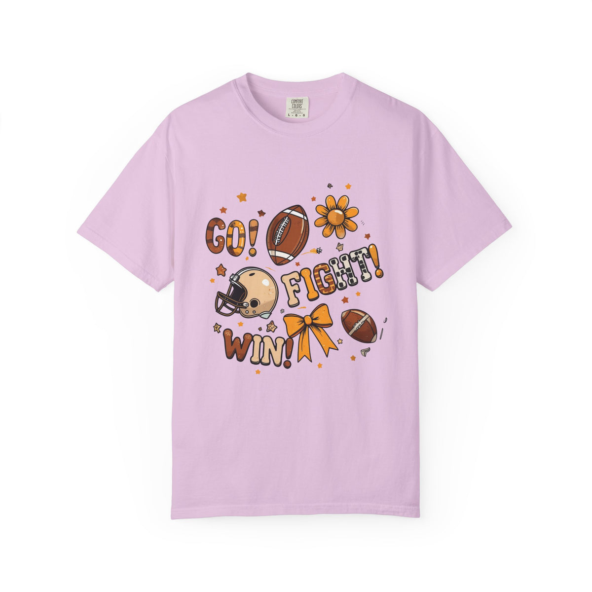 Football Cheerleader Graphic T-Shirt — "Go! Fight! Win!" Game Day Tee