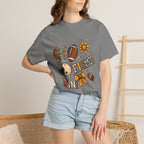 Football Cheerleader Graphic T-Shirt — "Go! Fight! Win!" Game Day Tee