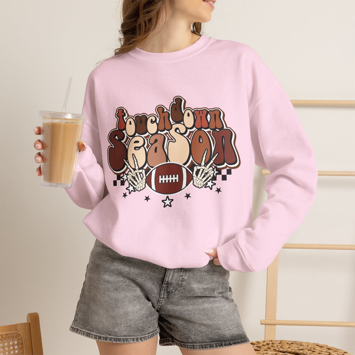 Crewneck Sweatshirt - Touchdown Season Football Graphic
