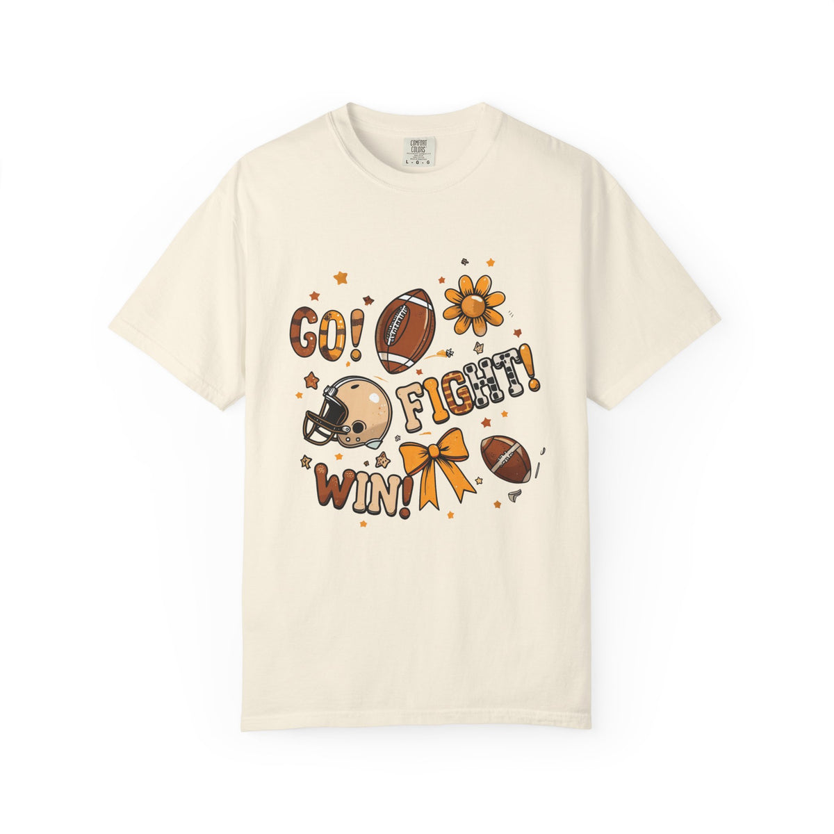 Football Cheerleader Graphic T-Shirt — "Go! Fight! Win!" Game Day Tee