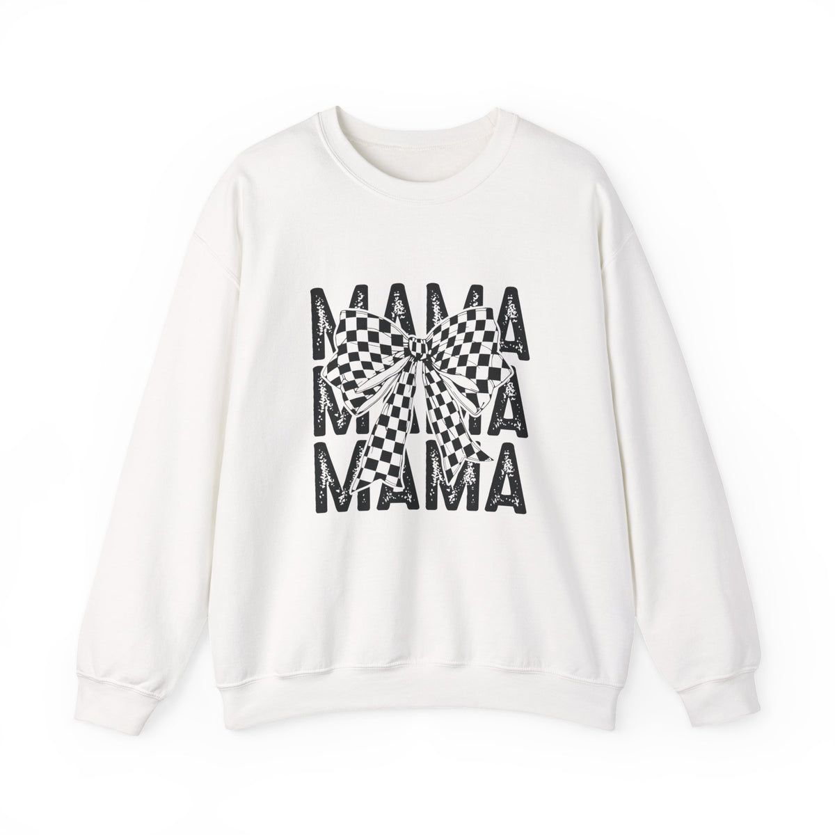 Mama Crewneck Sweatshirt — Checkerboard Bow Graphic