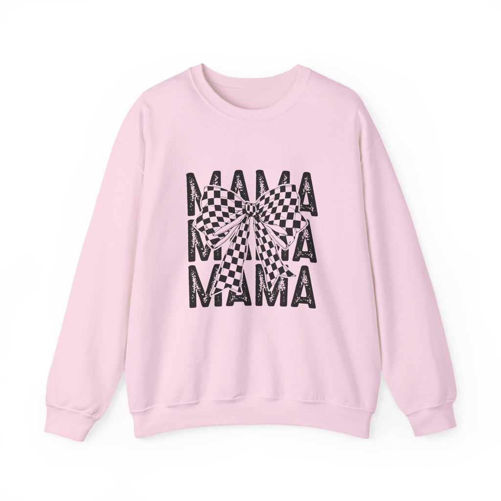 Mama Crewneck Sweatshirt — Checkerboard Bow Graphic