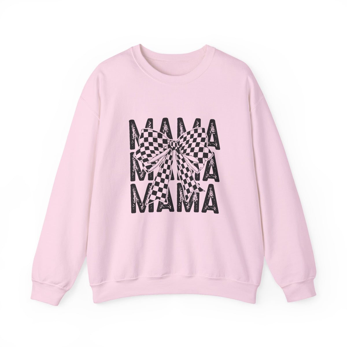 Mama Crewneck Sweatshirt — Checkerboard Bow Graphic