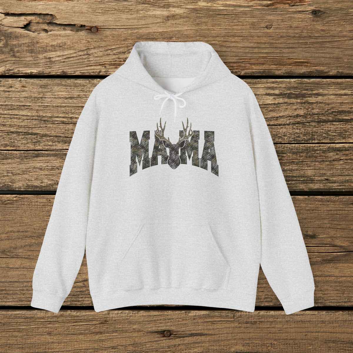 Mama Deer Camo Hoodie — Rustic Hunting Mom Sweatshirt