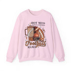 Football Mama Sweatshirt - "Hot Mess Always Stressed" Cozy Game Day Crewneck