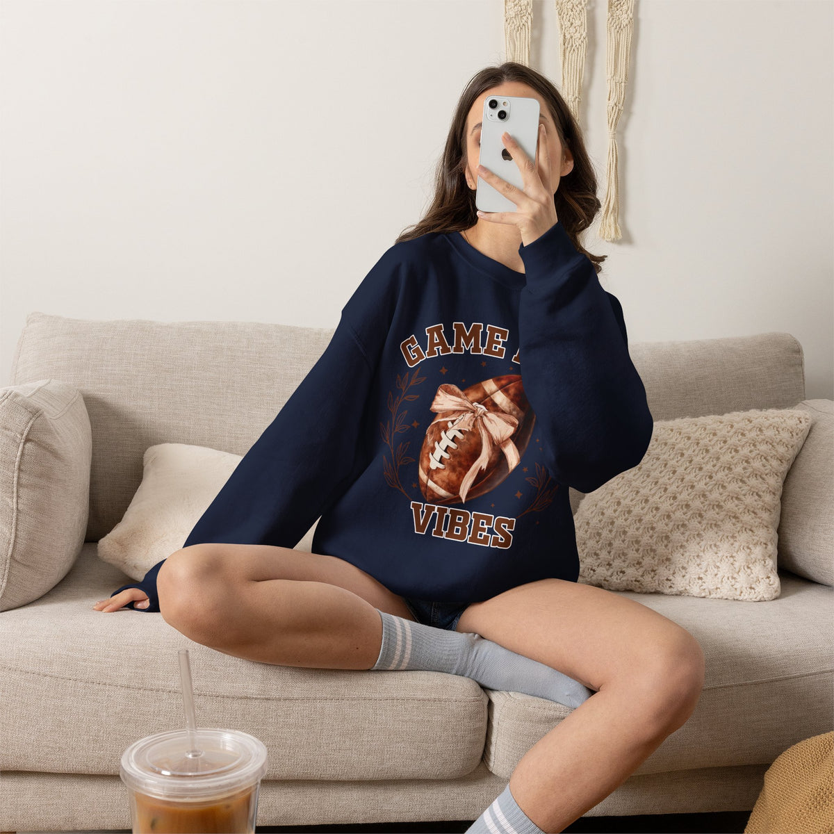 Game Day Vibes Sweatshirt – Vintage Football Crewneck for Fans