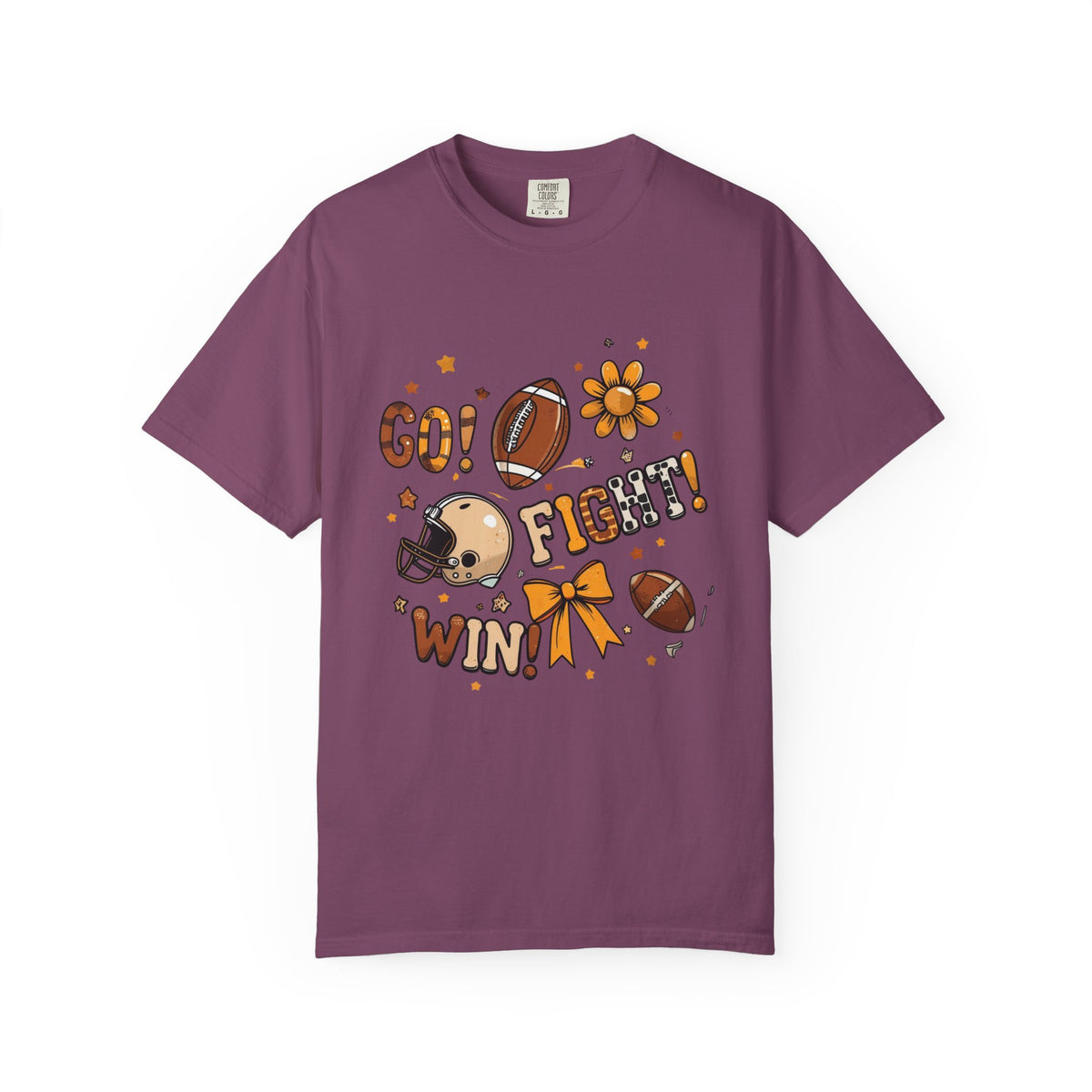 Football Cheerleader Graphic T-Shirt — "Go! Fight! Win!" Game Day Tee