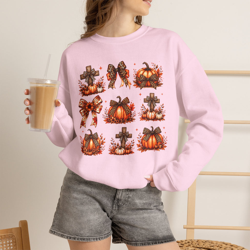 Autumn Pumpkin & Cross Crewneck Sweatshirt