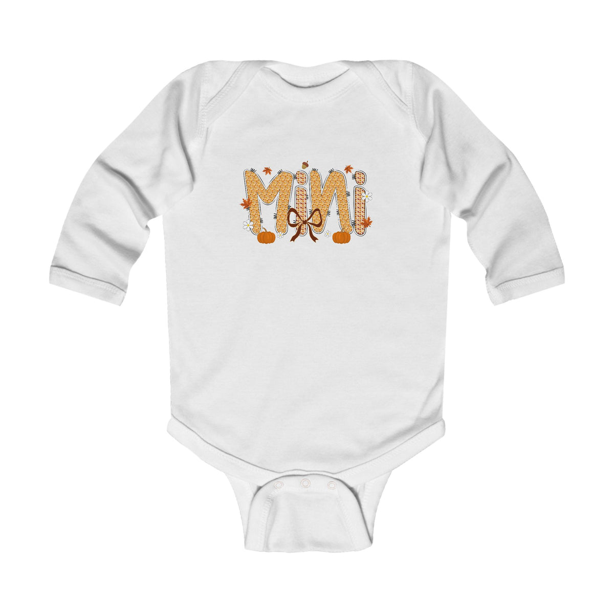 Infant Bodysuit “Mini” Fall Floral Pumpkin Graphic — Cute Baby Shower Gift