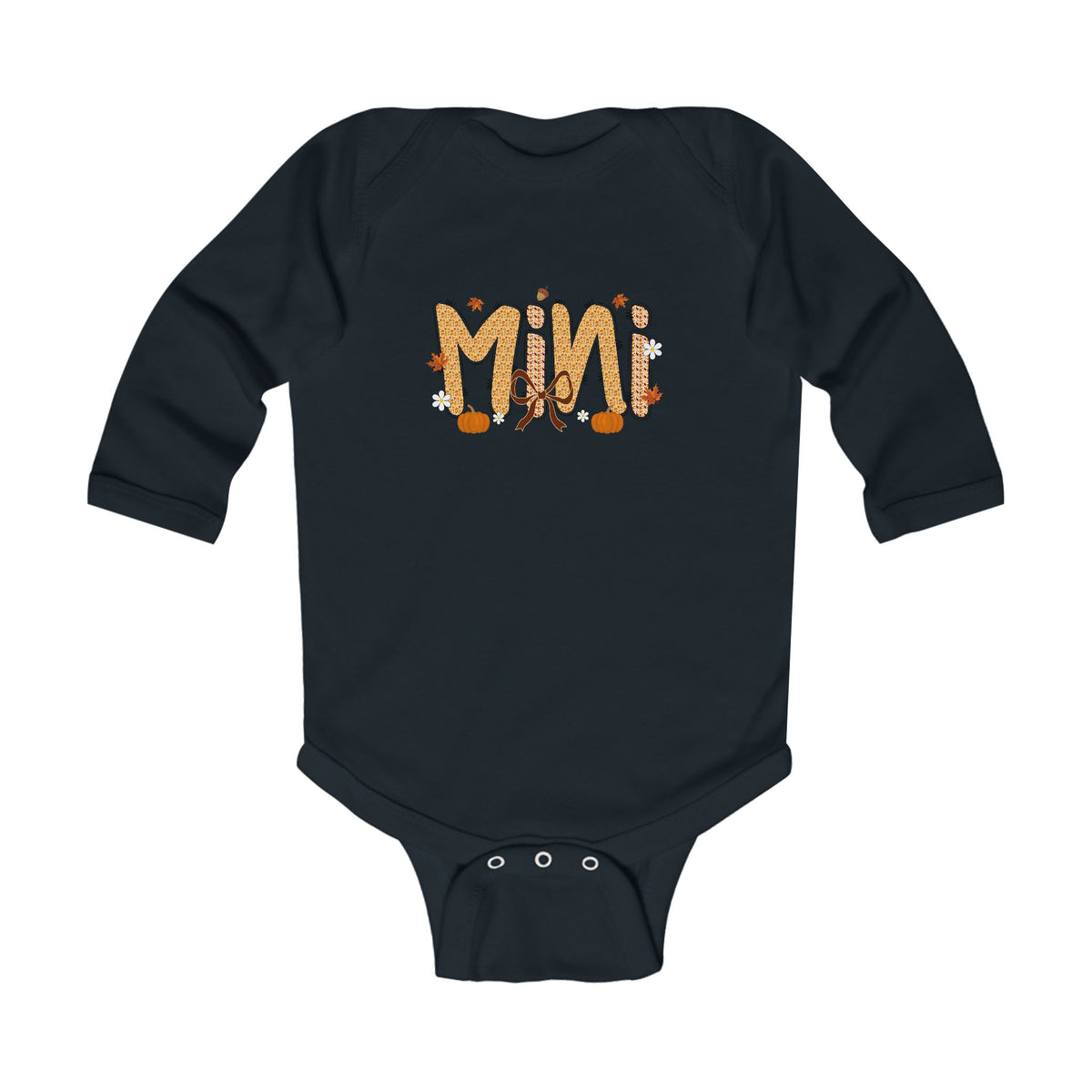 Infant Bodysuit “Mini” Fall Floral Pumpkin Graphic — Cute Baby Shower Gift