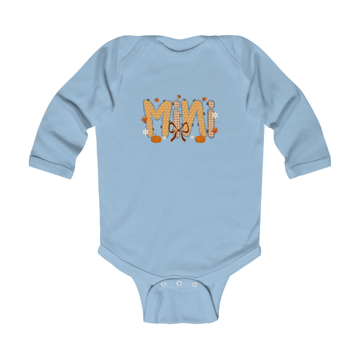 Infant Bodysuit “Mini” Fall Floral Pumpkin Graphic — Cute Baby Shower Gift