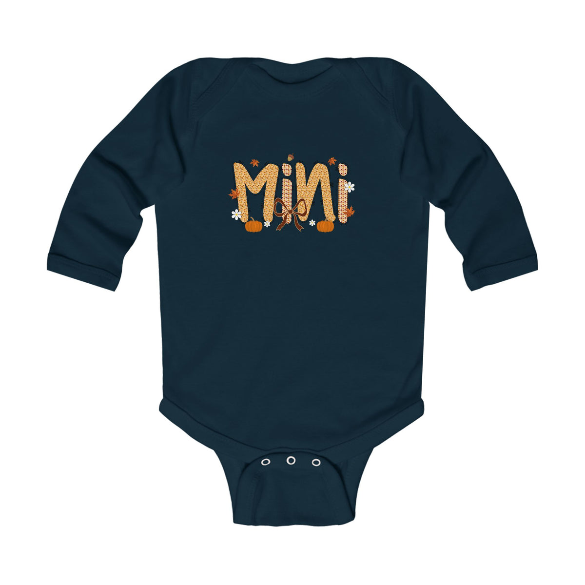 Infant Bodysuit “Mini” Fall Floral Pumpkin Graphic — Cute Baby Shower Gift