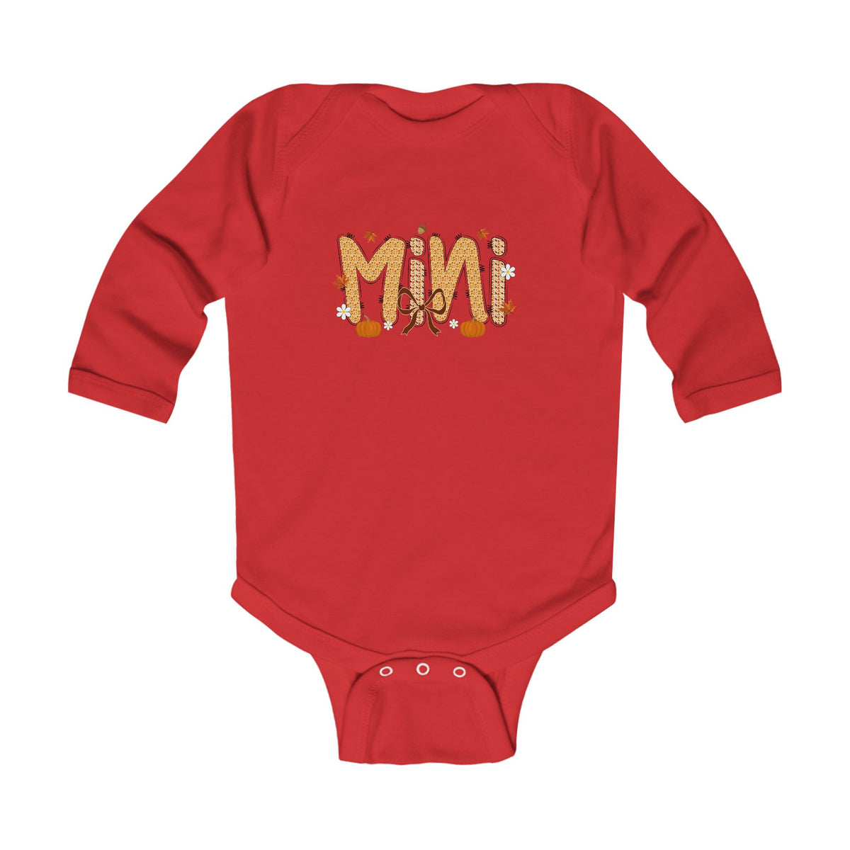 Infant Bodysuit “Mini” Fall Floral Pumpkin Graphic — Cute Baby Shower Gift