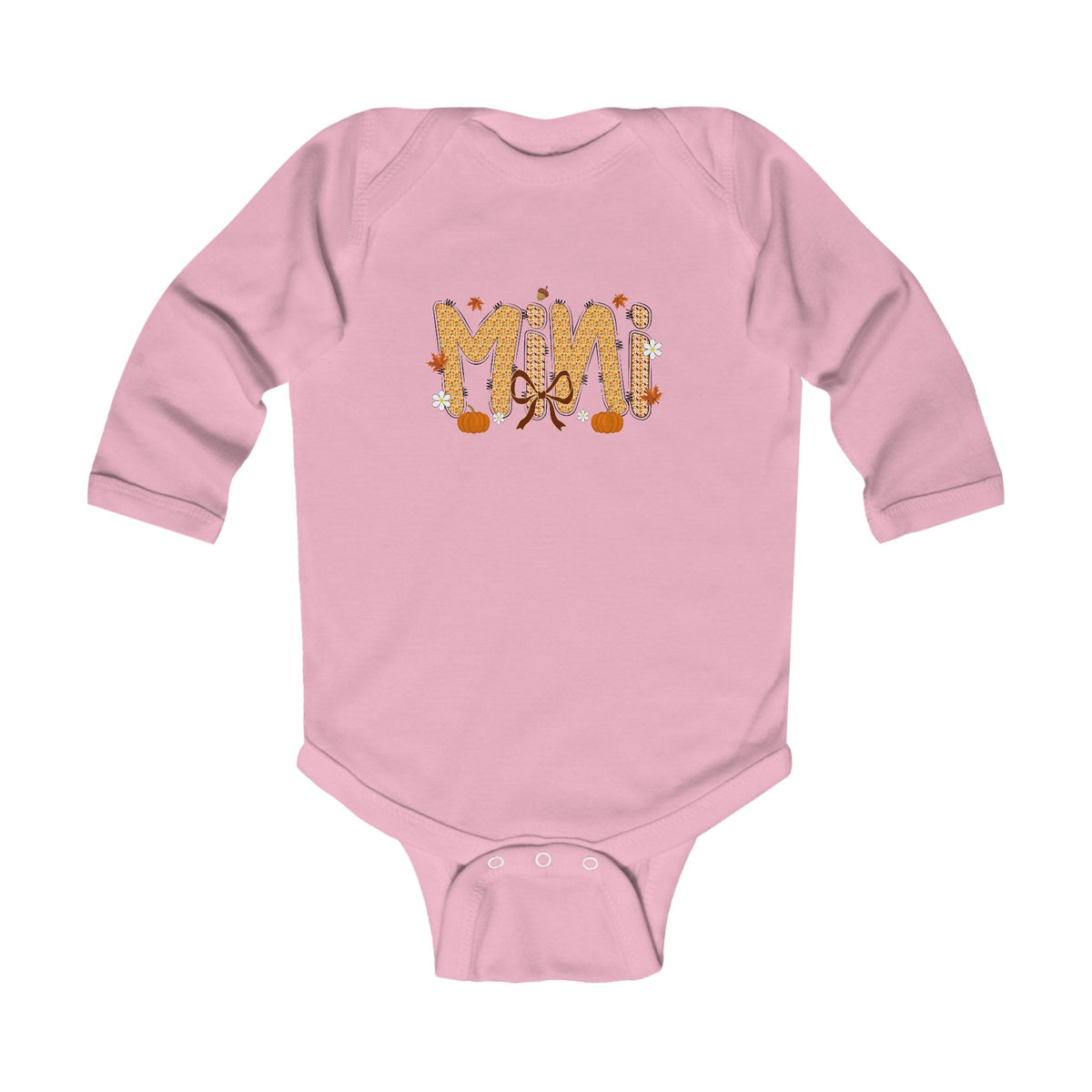 Infant Bodysuit “Mini” Fall Floral Pumpkin Graphic — Cute Baby Shower Gift