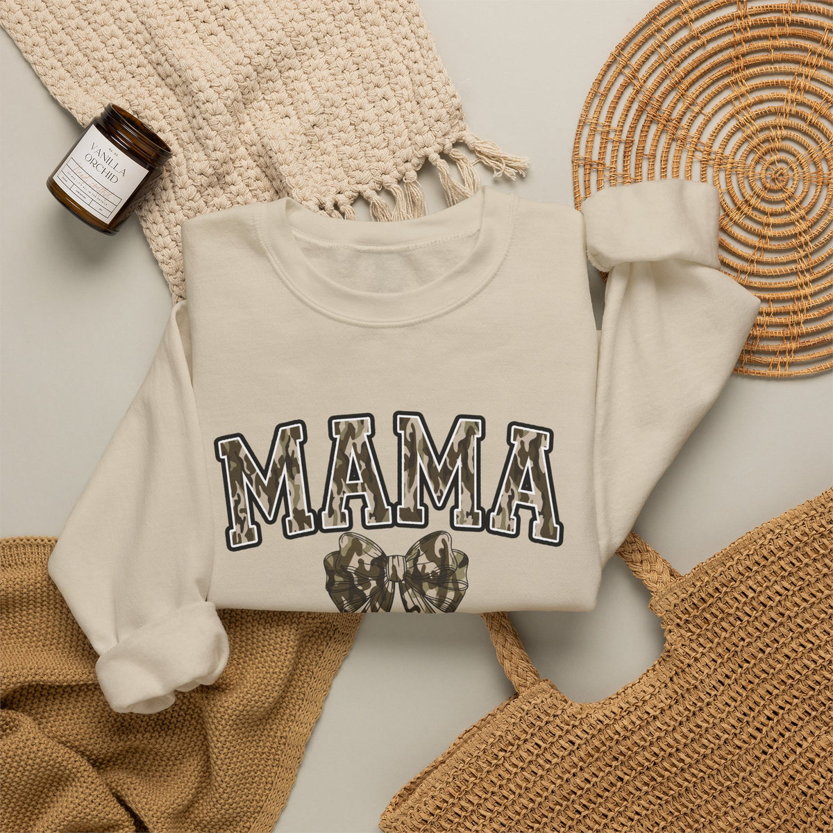 Mama Camo Bow Crewneck Sweatshirt