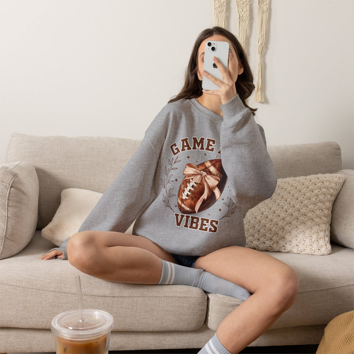 Game Day Vibes Sweatshirt – Vintage Football Crewneck for Fans