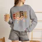 Fall Patchwork Crewneck Sweatshirt — Cozy Autumn Graphic Pullover
