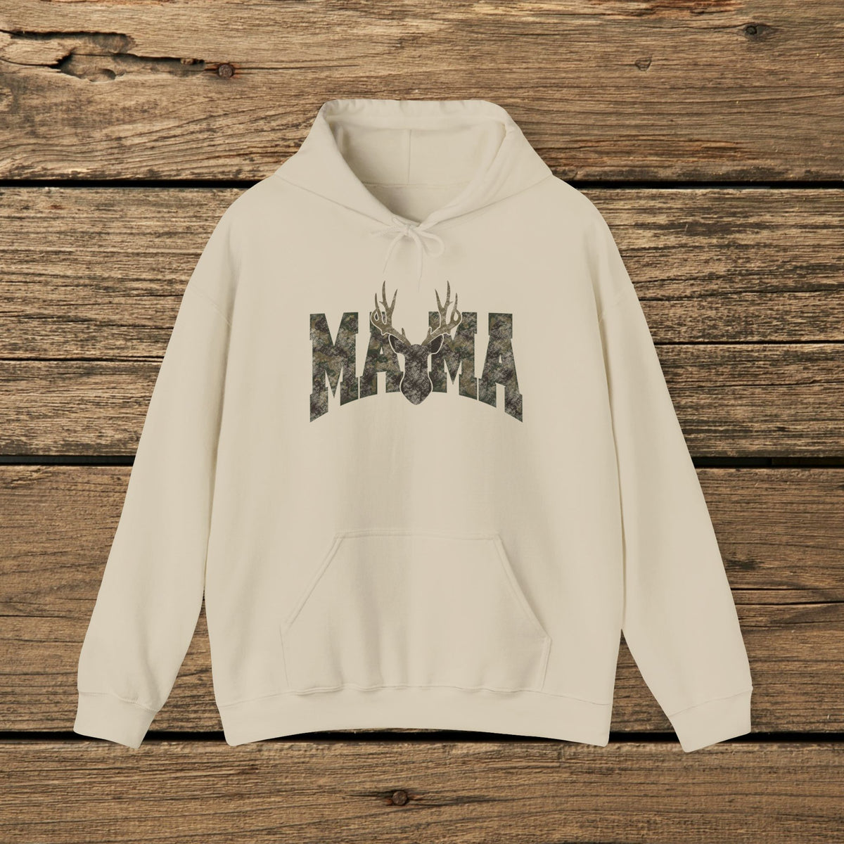 Mama Deer Camo Hoodie — Rustic Hunting Mom Sweatshirt