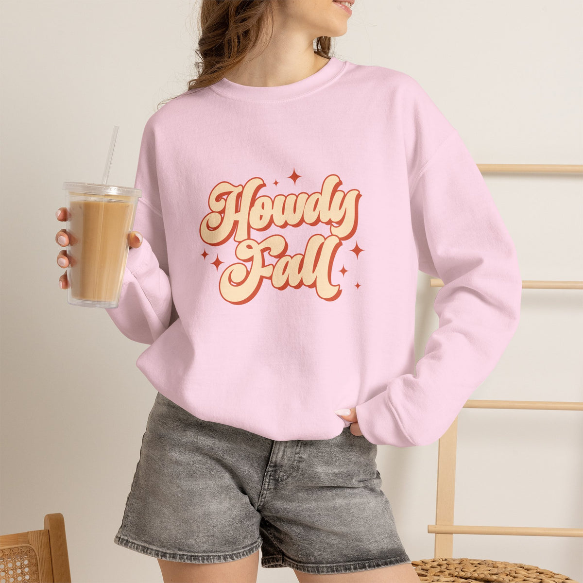 Howdy Fall Crewneck Sweatshirt — Retro Pumpkin Spice Autumn Pullover