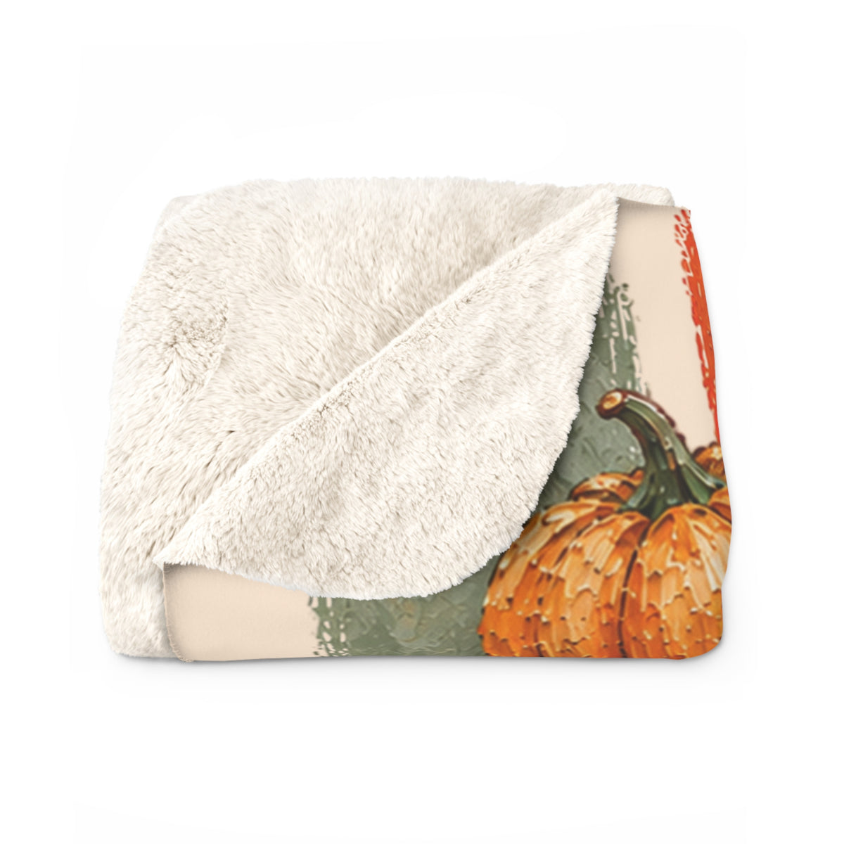 Autumn Goose Sherpa Blanket — Cozy Pumpkin & Leaves Fall Throw