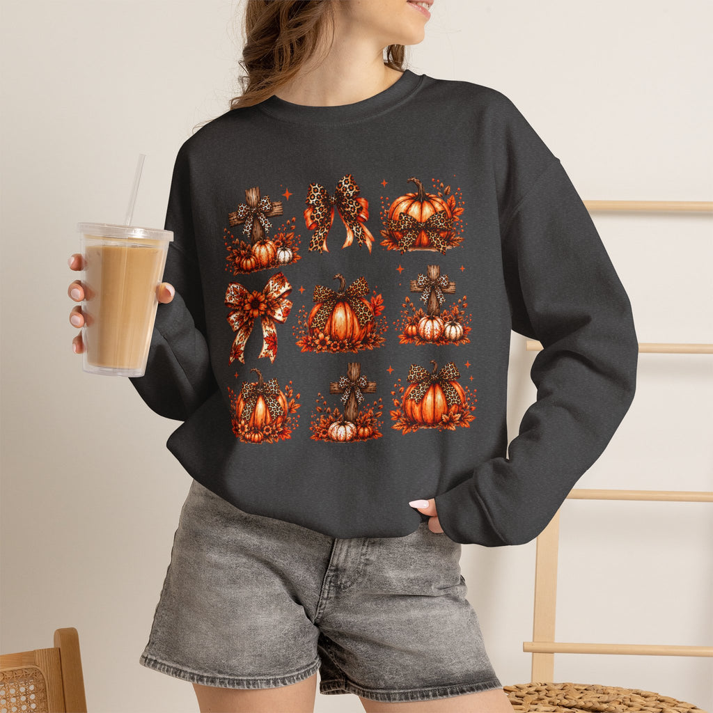 Autumn Pumpkin & Cross Crewneck Sweatshirt