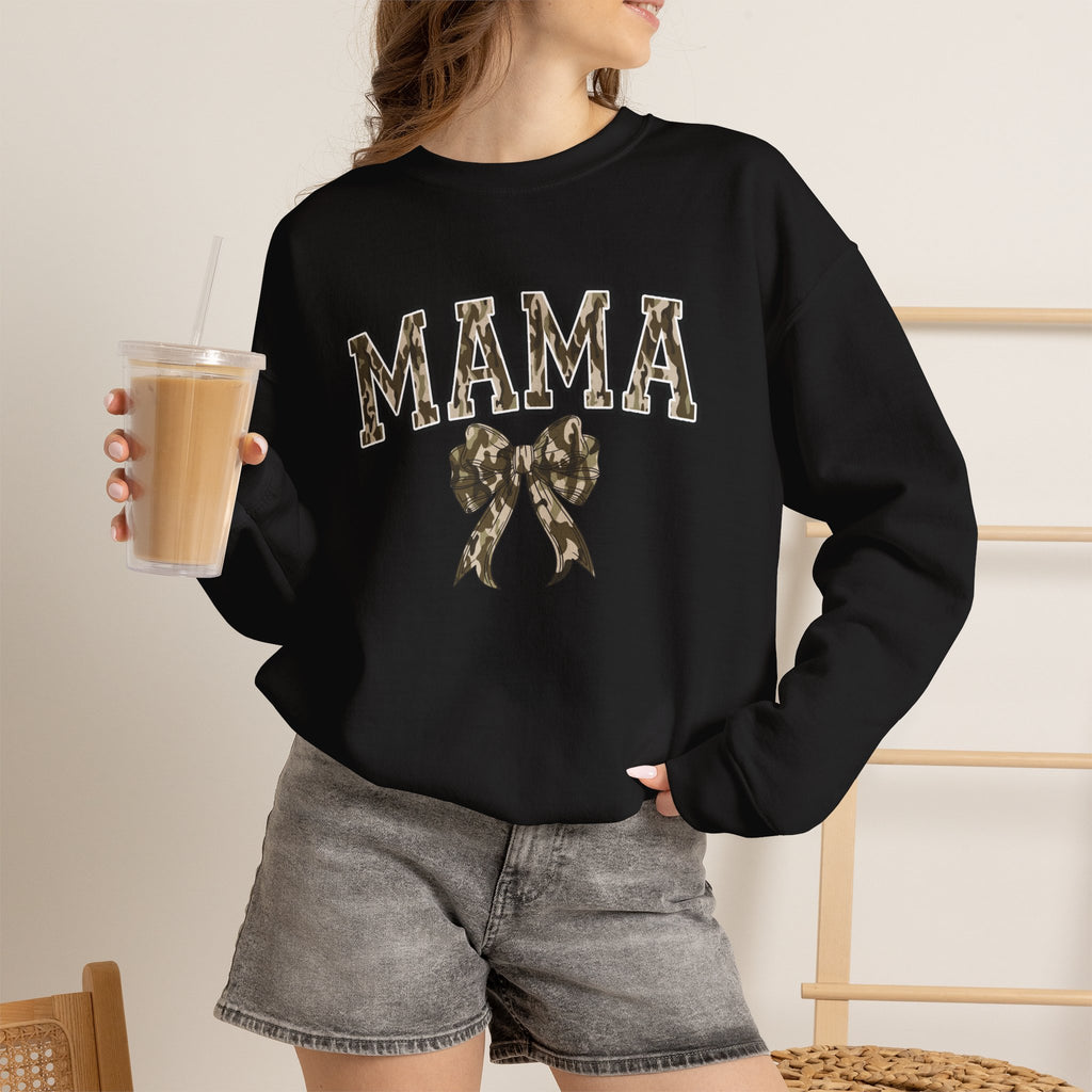 Mama Camo Bow Crewneck Sweatshirt