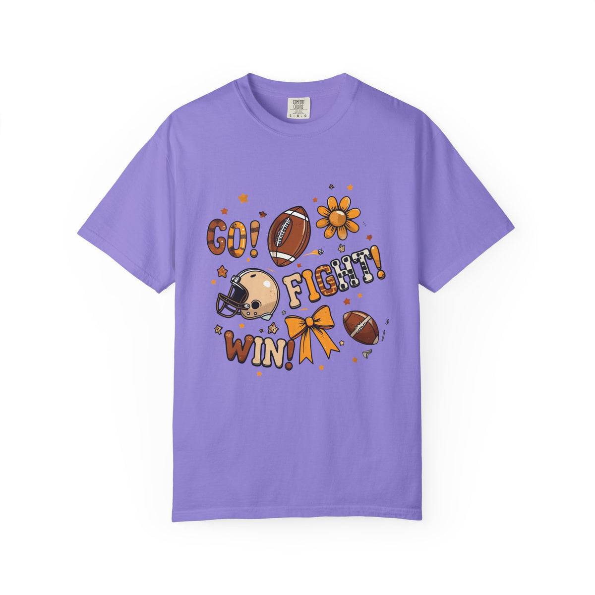 Football Cheerleader Graphic T-Shirt — "Go! Fight! Win!" Game Day Tee