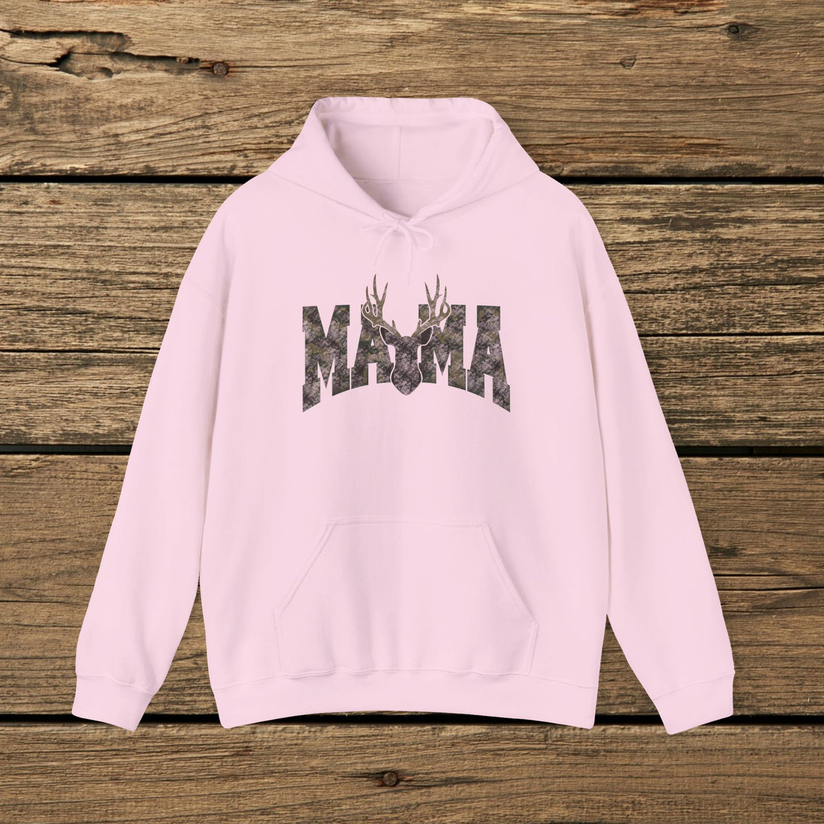 Mama Deer Camo Hoodie — Rustic Hunting Mom Sweatshirt